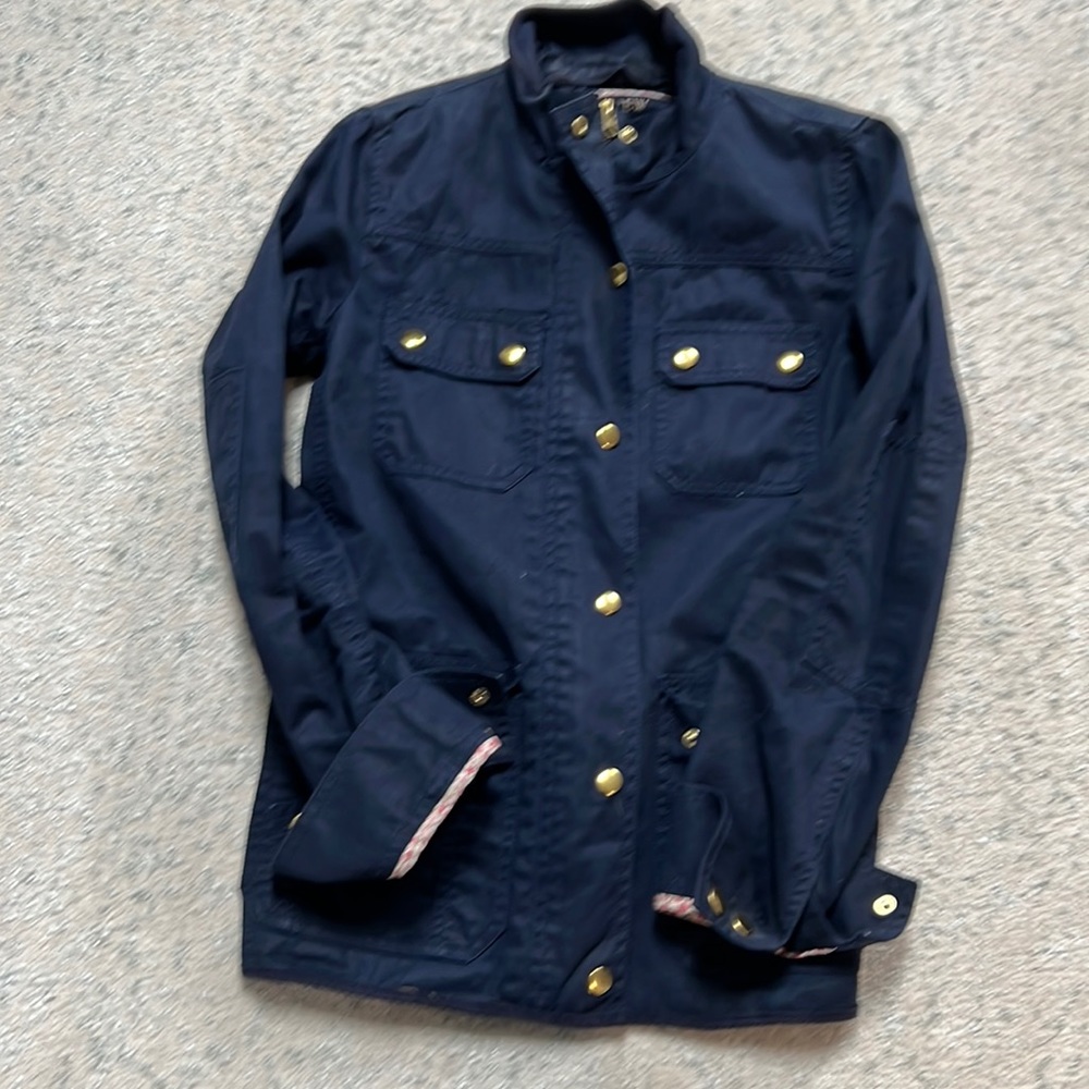 Navy relaxed boyfriend field jacket. XXS.